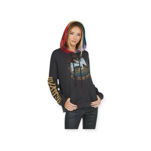 Rare: Lauren Moshi ♫ Melanie Led Zeppelin Crystal Pullover Hoodie ♫ Onyx Rainbow